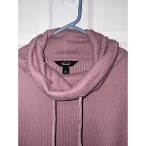 Vera wang pink ribbed dolman sleeve drawstring high neck top size large A2